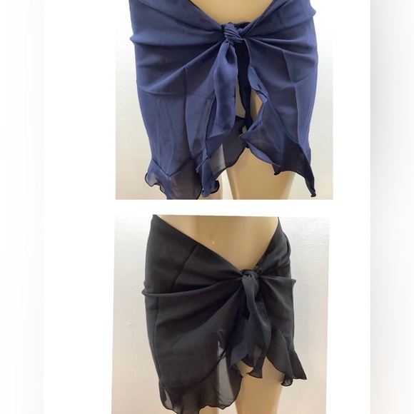 Zuliana Blue and Black Tie - Two Sarong Bundle. Made In USA. - Picture 1 of 6